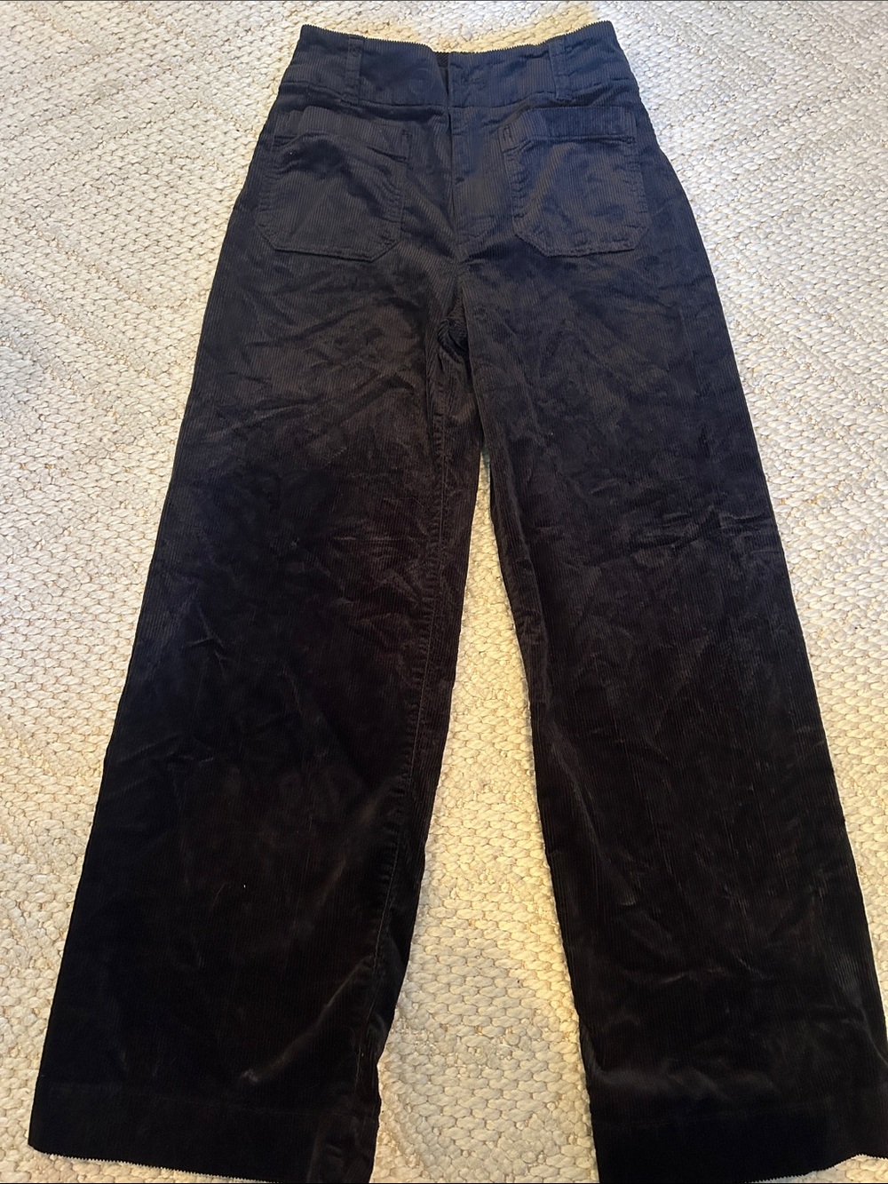 Anthropologie Black Wide-Leg Corduroy Pants